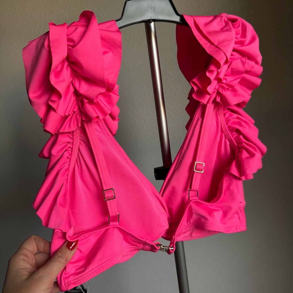 NWT LILLY PULITZER  Steviekate Ruffle Bikini Top & Bottom Roxie Pink Sz 8 - Picture 9 of 14